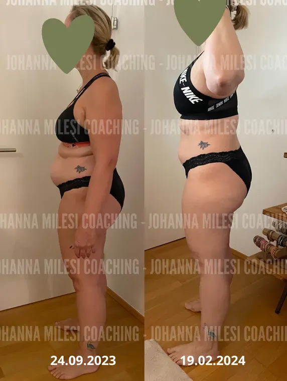 Avant / après d'une cliente accompagnée par Johanna Milesi